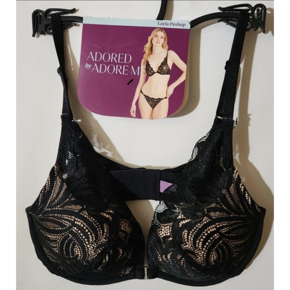 Adored by Adore Me Women’s Layla Plunge Push Up Underwire Lace Bra 32D